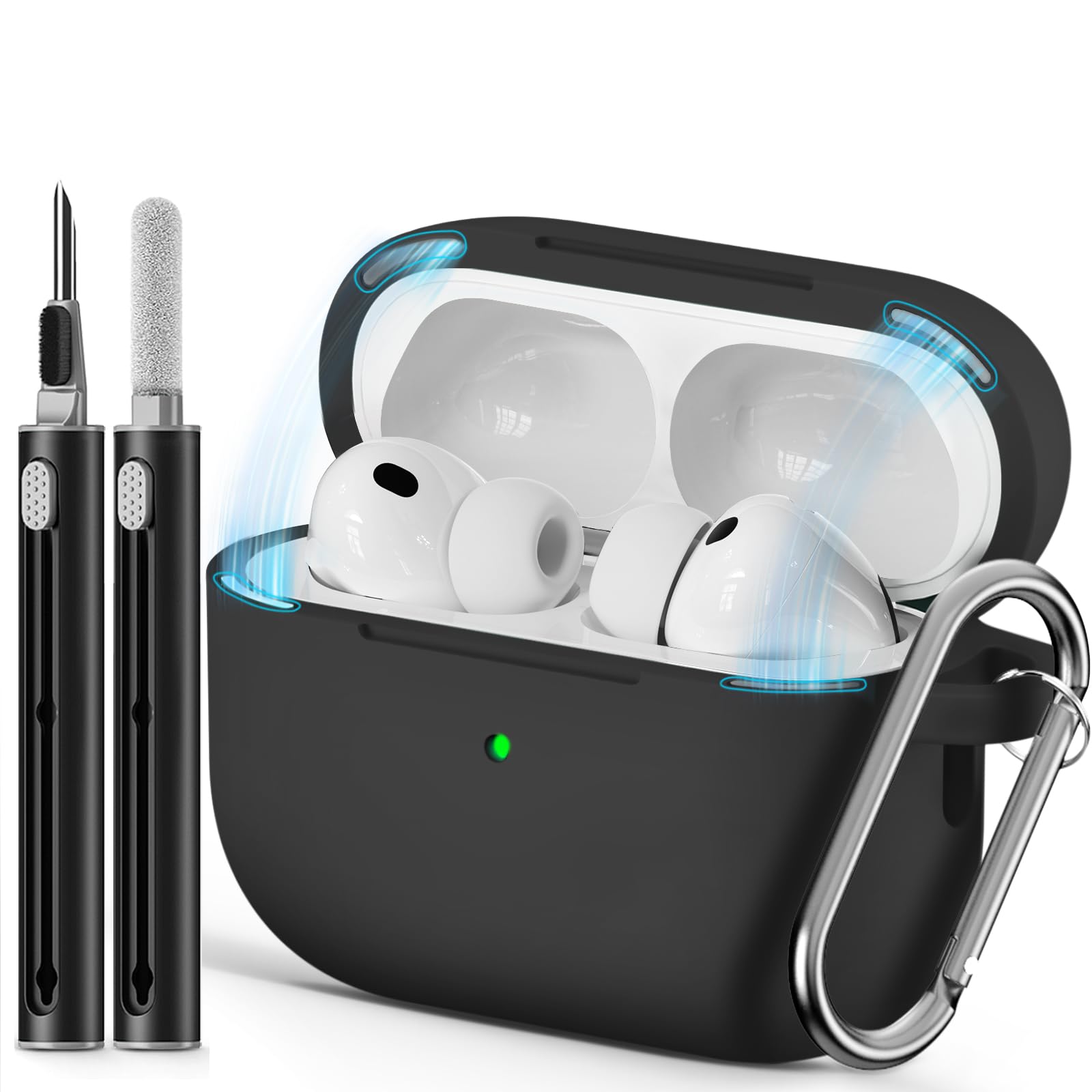 Ljusmicker for AirPods Pro 3 Case 2025 with Cleaner Kit,Magnetic Black
