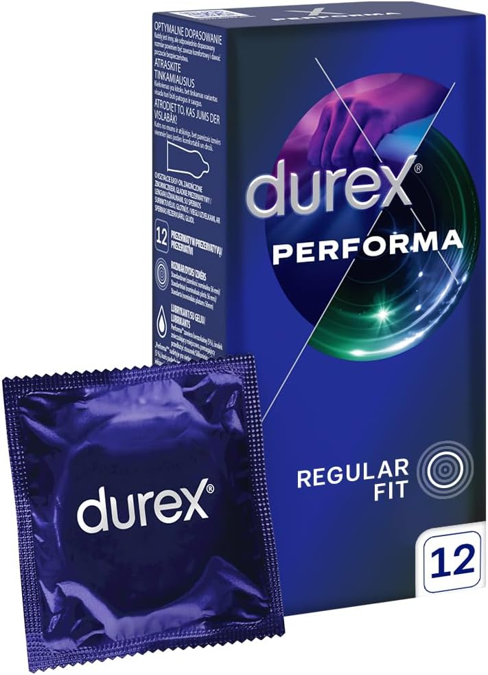 Durex Performa Condoms Box of 12 - Delay Prolonging Natural Latex
