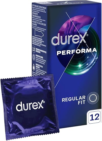 Durex Performa Condoms Box of 12 - Delay Prolonging Natural Latex
