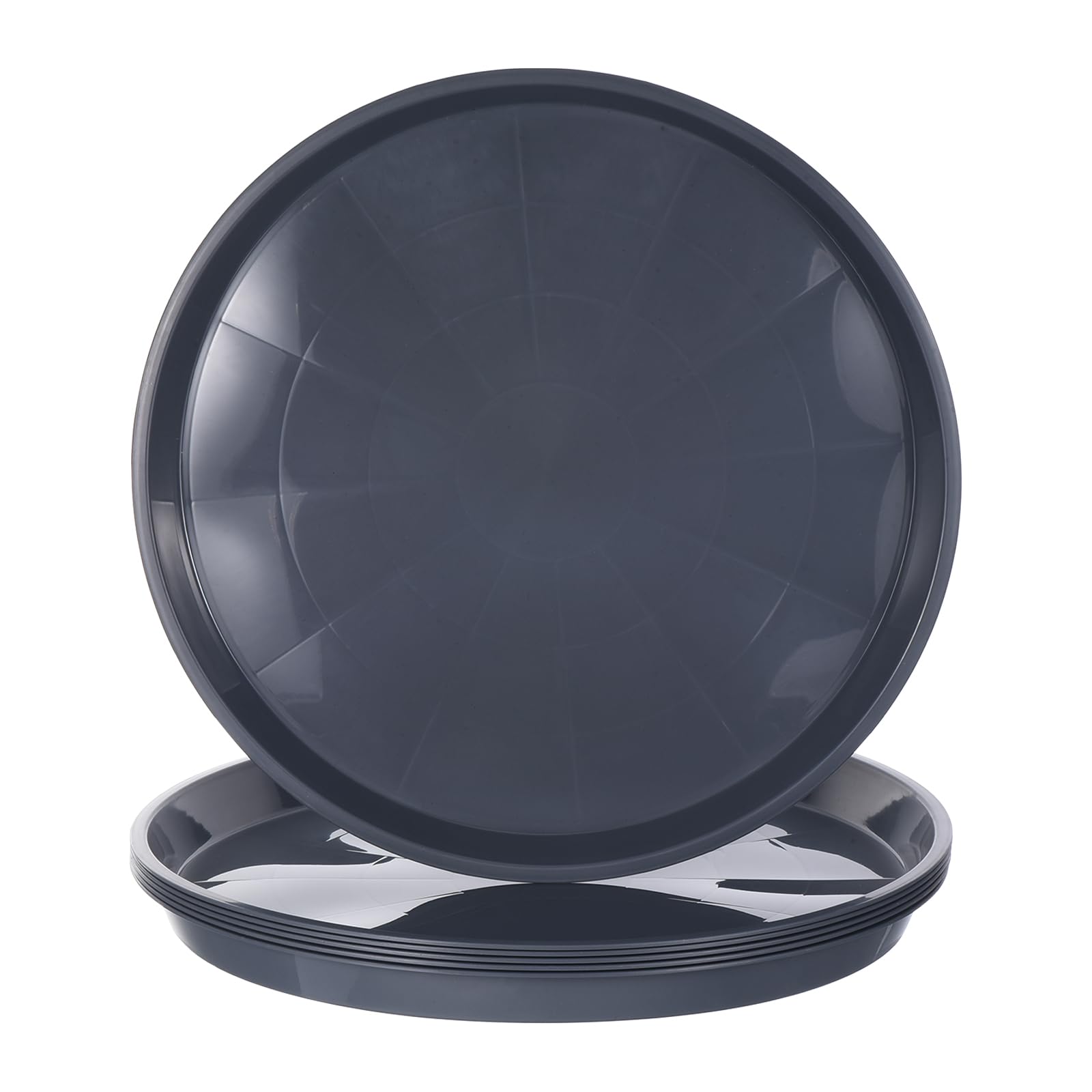 PATIKIL 6 Pack Plastic Plant Saucer, 18 Inch/46cm Plant Tray for Pots Round Plant Dish Plant Drip Trays Water Tray for Indoors Outdoors Garden, Gray