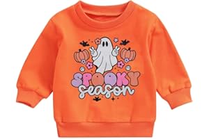 DUTUT Toddler Baby Halloween Sweatshirts Spooky Season Sweatshirt Ghost Face Crewneck Long Sleeve Shirt Cute Pullover Top