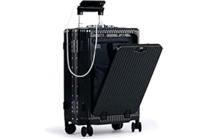 Nobl Travel Carry On Luggage, Noble Zipperless Aluminum Frame, 22.5x15x9.5, 360 Degree Spinner Wheels, TSA Locks, USB Charging Port, Cup & Phone Holder - Jet Black