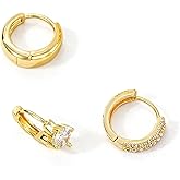 14K Gold Plated Hoop Earrings Set for Women Hypoallergenic Multiple Piercing Cartilage Stackes Earrings Fashion Accessories Jewelry Gifts