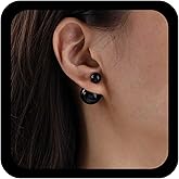 Jugielu Vintage Pearl Ear Jacket Earrings Double Side Pearl Earrings Black Pearls Earring Onyx Ball Earring Minimalist Bead Dangle Glass Beaded Stud Wedding Bridal Jewelry for Women