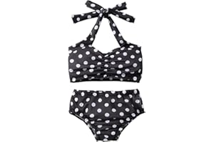 Baby Girl Bikini, Kids Toddler Polka Dot Swimsuits Halter Swimwear Bikinis Set Summer Beach Vacation Bathing Suit