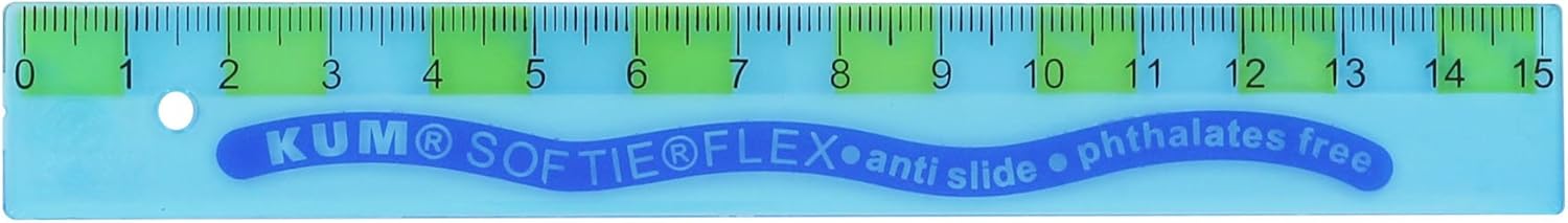 KUM AZ225.01.19-B Lineal L1 Softie Flex B, flexibles Material, 1 Stück, 15 cm, blau