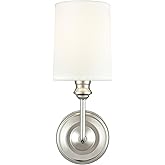 ML Lighting | Leena Collection | 99801-PN | Indoor 1 Light Wall Sconce in Polished Nickel with White Fabric Shade | Elegant a