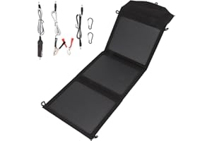 Foldable Solar Panel, 12V 30W Silicon Monocrystalline Battery Power Folding Bag with 2 USB Port for Black Car Hiking Camping 