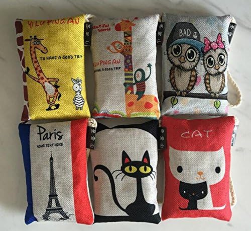 Natural Air Purifier Bamboo Charcoal Bag Air Freshener Most Effective Odor Remove Portable Cute Cartoon Air Freshener for Fridge, Freezers, Closet, Car &amp; Shoes(100g X 6 Pack)