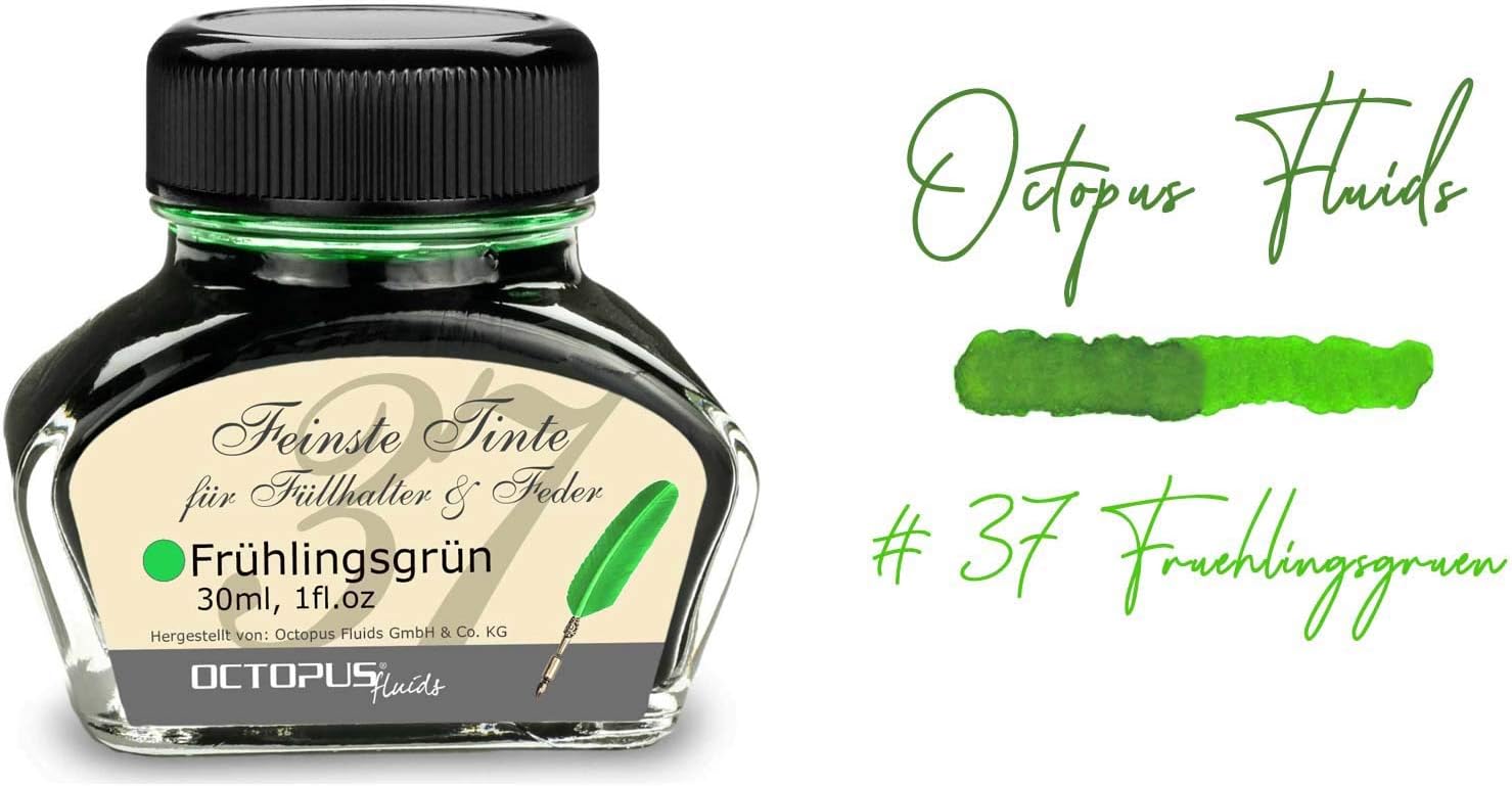 Octopus Fluids Fountain pen ink in ink glass,Writing ink for fountain pen Fountain pen ink in Spring Green 30ml, inkpot - Image 3