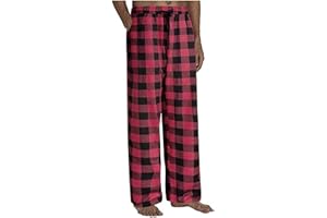 WENKOMG1 PJ Bottoms for Men 100% Cotton Buffalo Plaid Pajama Pants Casual Lounge Pants Baggy Lightweight Comfy Sleepwear