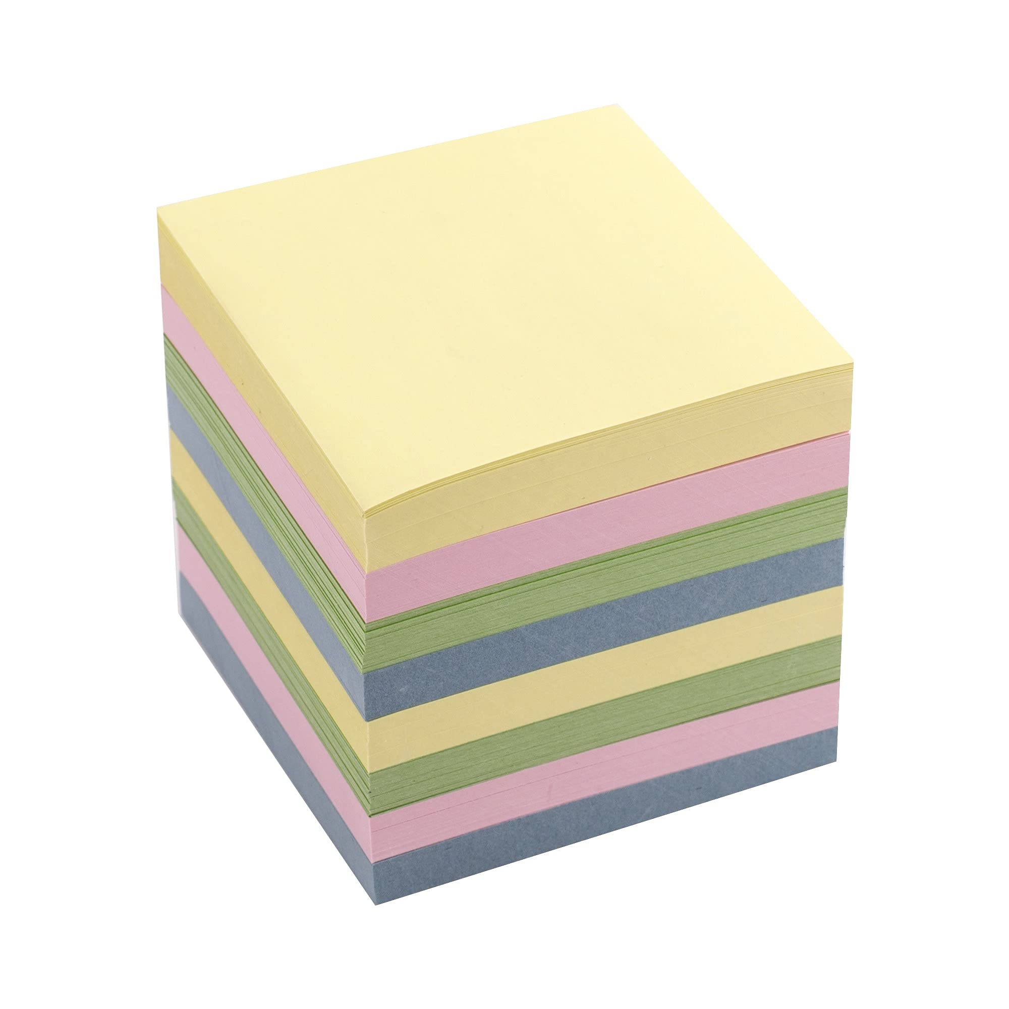 D.RECT Note Block 85x85x80mm Replacement Paper for Box, 750 Sheets Pastel Colours - Cube Box, Non-Sticky Notes, Small Writing Paper - Memo Block for School Office Home