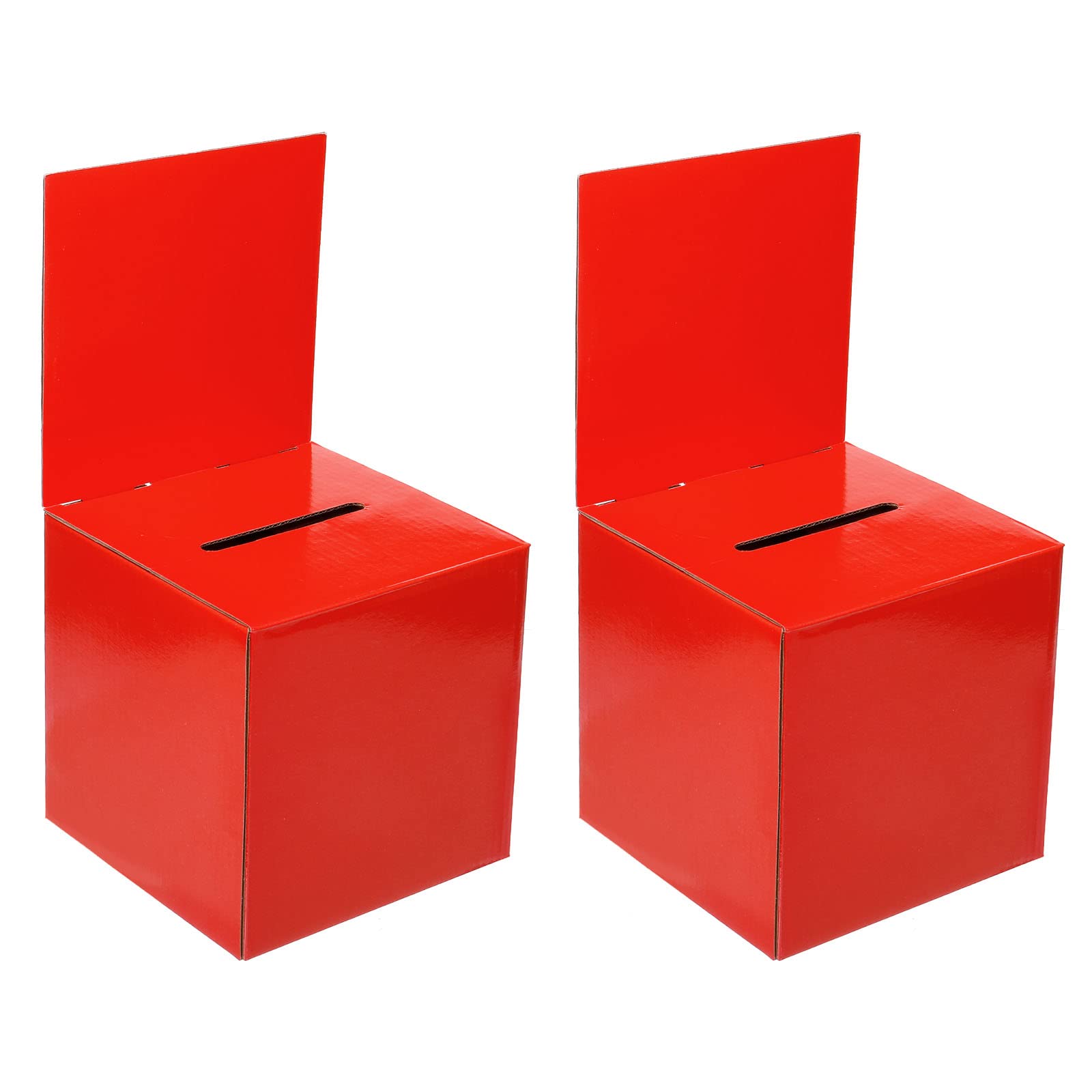 PATIKIL Cardboard Suggestion Box, 2 Pcs 6"x6"x6" Ballot Box with Removable Header Board Raffle Box for Suggestion, Collection, Tip, Donate, Voting, Red