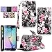 Galaxy S6 Edge Case - Cellularvilla Pu Leather Wallet Flip Card Slots Open Pocket Case Cover Pouch for Samsung Galaxy S6 S VI Edge SM-G925 (2015) Release (Black Pink Flower)