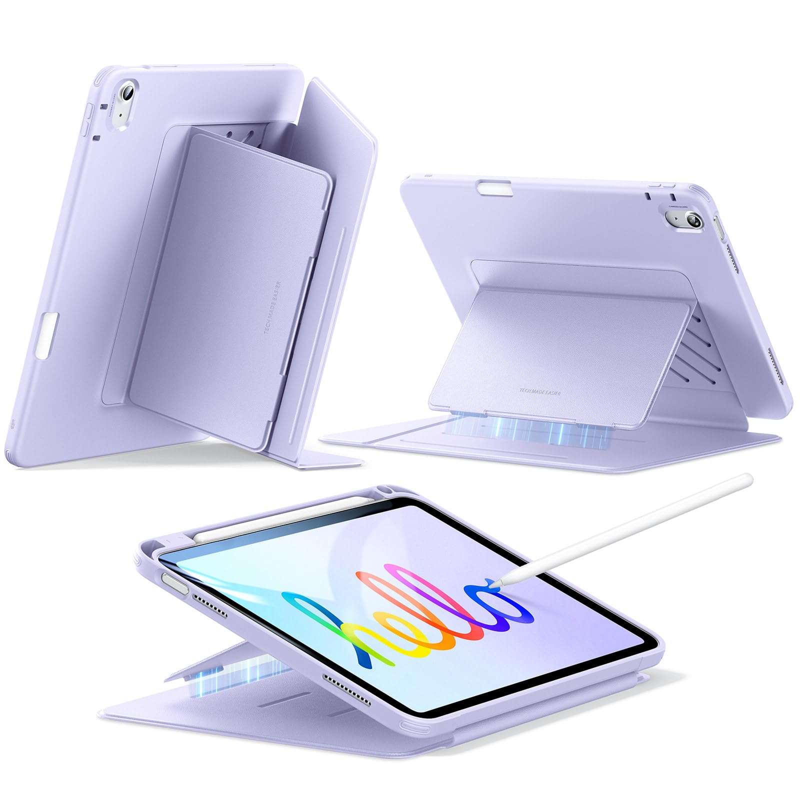 Photo 1 of ESR for iPad A16 Case, iPad 11th/10th Generation Case (2025/2022), Vertical Stand Cover, Multi Stand Angles, Ultra-Stable Cover with Pencil Holder, Flip Series, Purple