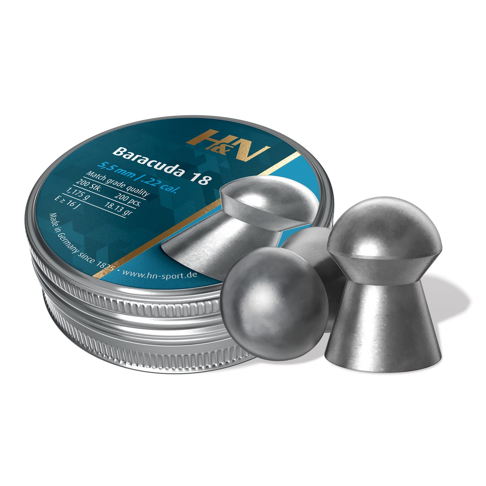 H&N Baracuda 18 - .22 (5.52mm) Airgun Pellets - 0.22