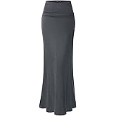 URBAN K Womens Basic Foldable High Waist Regular and Plus Size Maxi Skirts