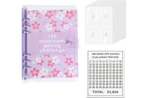 TAYASH 100 Envelope Challenge Binder | Easy and Fun Way to Save $5,050 - Savings Challenges Binder, Budget Binder with Cash Envelopes for Budgeting Planner & Saving Money (Color : Purple)