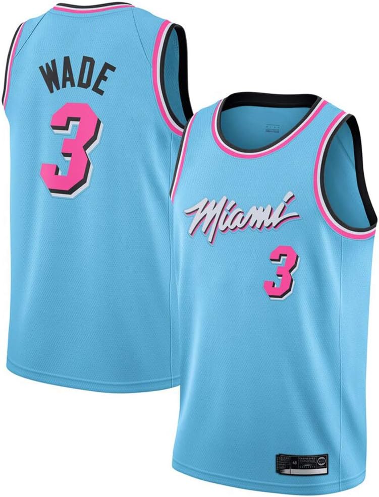 Men’s Women Jersey - Miami Heat 3# Wade Jerseys Breathable Embroidered Basketball Swingman Jersey