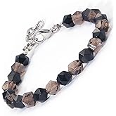 COLORFEY Protection Crystal Black Obsidian Bracelets for Men - Mens Black Beaded Bracelet Unique Obsidian Faceted Bead Bracelet Healing Gifts for Husband Son, Natural Crystal Jewelry for Lucky Wealthy