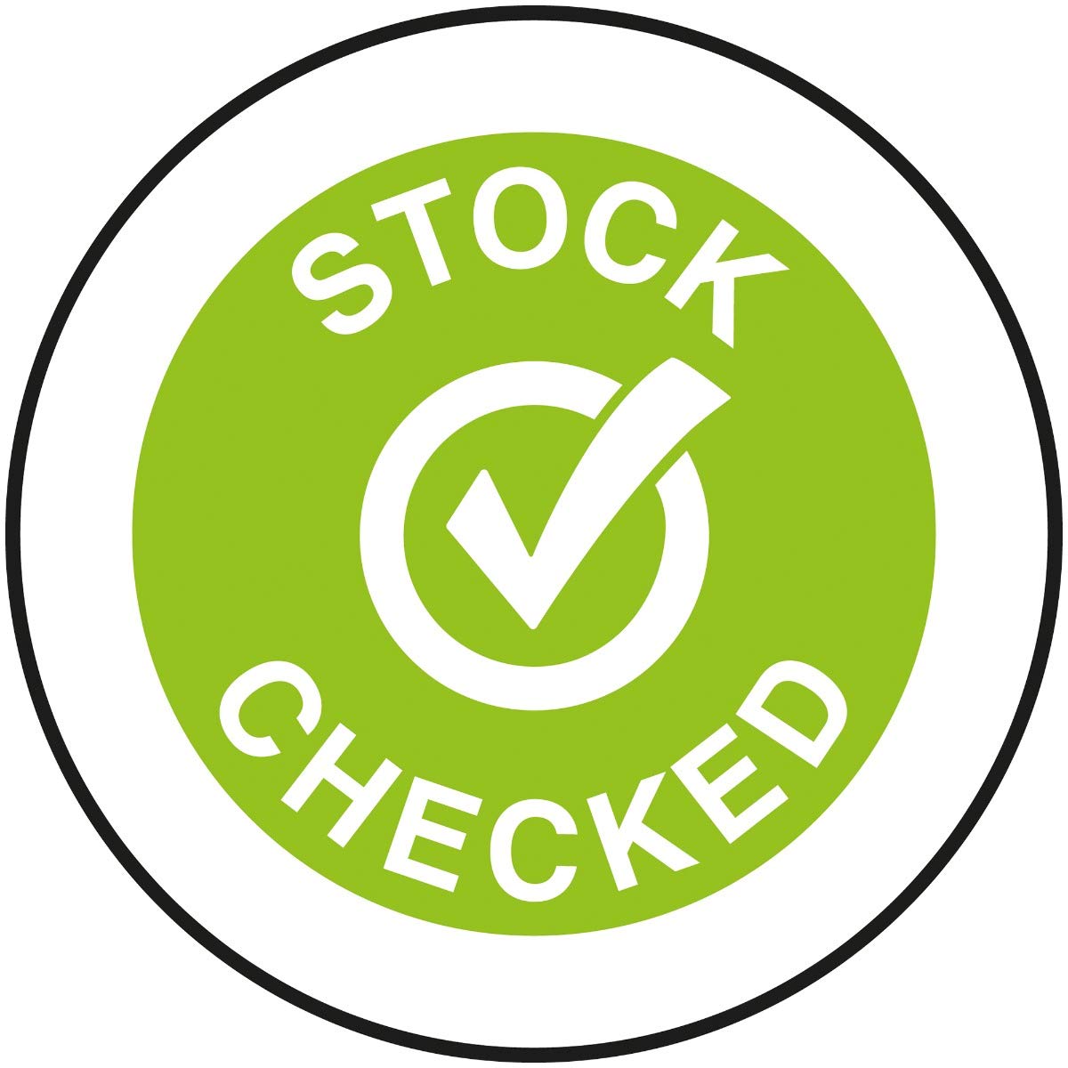 V Safety Stock Checked Lime Green Sticker - 50mm Diameter (Roll of 250)