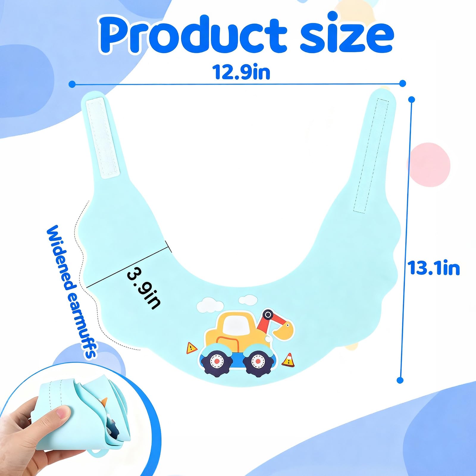 Baby Shower Cap Shield - Adjustable Waterproof Shower Visor for Kids, Soft Baby Hair Washing Shield with Ear Protection, Perfect for Toddlers & Children (Excavator)