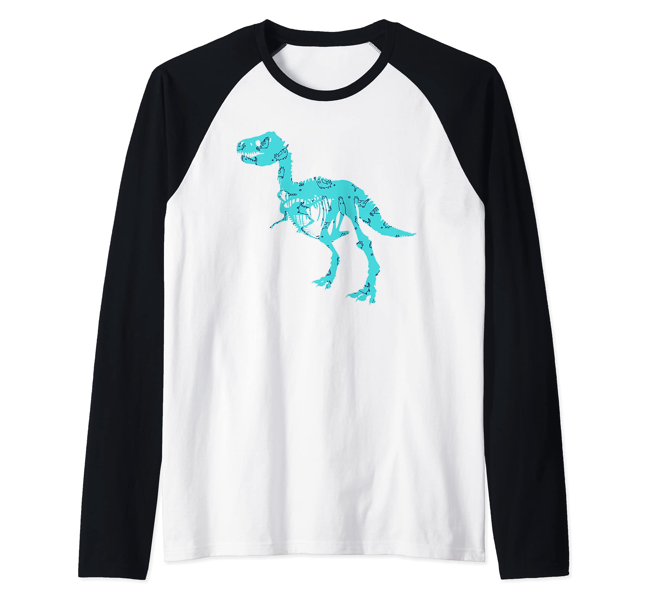 Tyrannosaurus Rex Animal T-Rex Creepy Dinosaur Raglan Baseball Tee