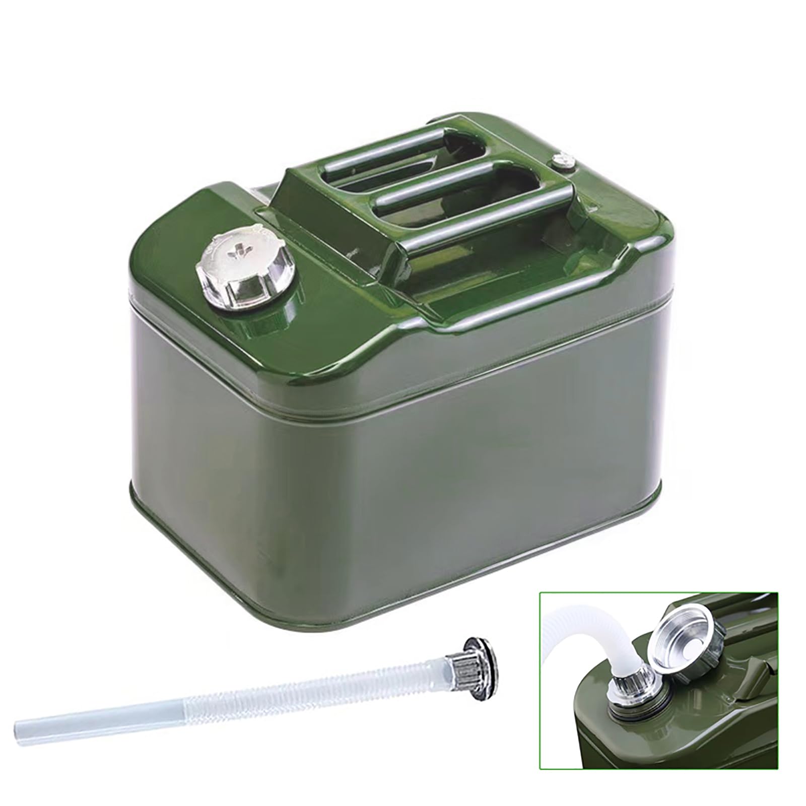 Photo 1 of 2.5 Gallon Metal Can with Flexible Nozzle System Pressure Relief Valve Safety Configuration, Square and Stable, Water Container for Camping No Bracket Required (10 Litre)