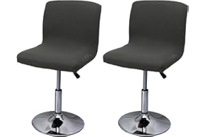 WOMACO Bar Stool Cover with Back Printed Dining Room Square Swivel Barstool Chair Seat Cushion Slipcover for Counter Height Mid Low Back Chair Protector (2, Gray)