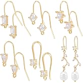 UNICRAFTALE 20pcs 5 Styles 18K Gold Plated Ear Hooks Metal French Hooks Rhinestone Ear Wires Crystal Dangle Finding Hook with Loops Cubic Zirconia Brass Ear Hooks for DIY Earring Jewelry Making