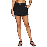 RBX Active Quick Drying Walking Shorts for Women Woven Hiking Short with Zipper Pocket, Bungee Drawstring Waistband