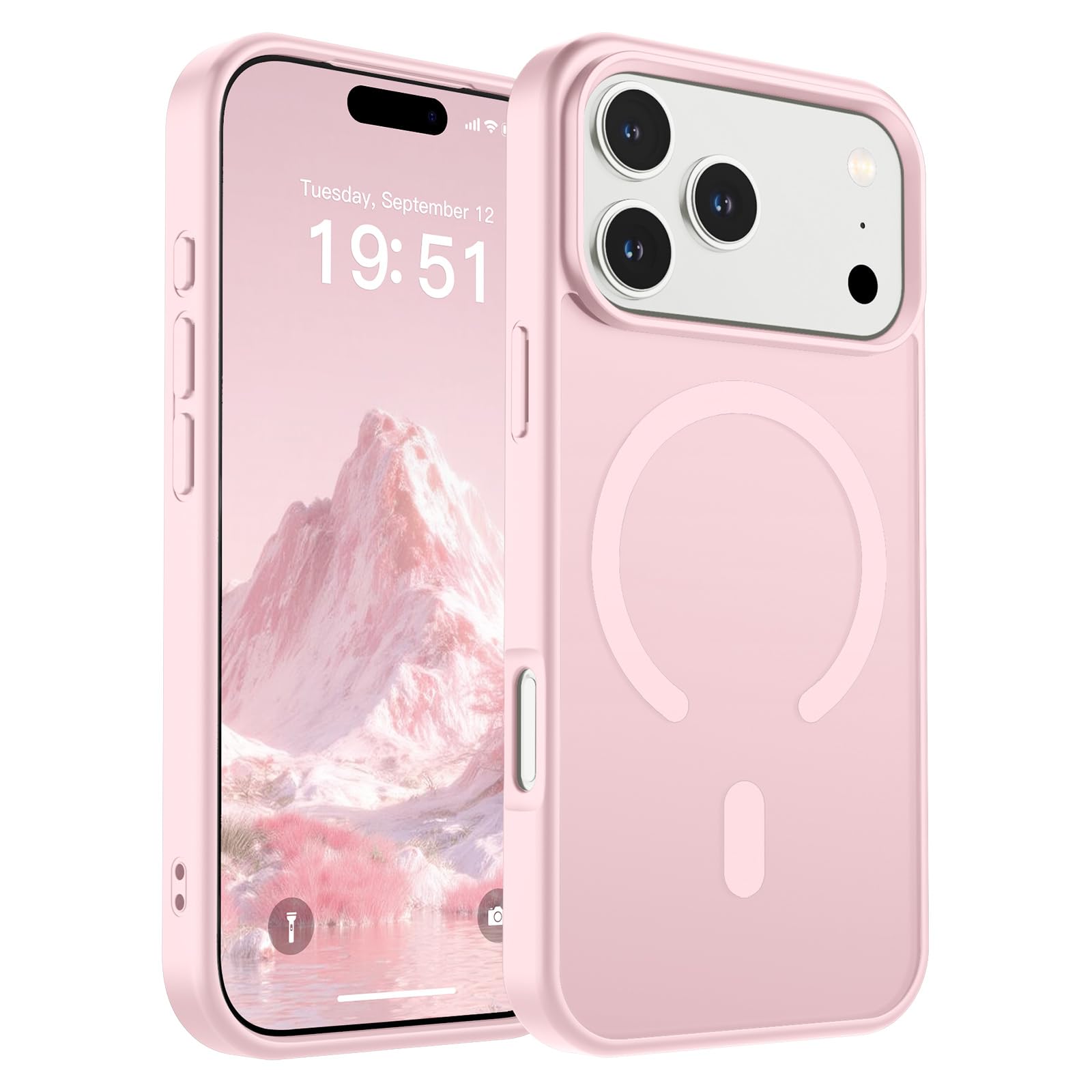 Photo 1 of SUPFINE Magnetic for iPhone 17 Pro Case (Compatible with MagSafe)(Military Grade Drop Protection) Translucent Matte Shockproof with Anti-Fingerprint Phone Cover,Light Pink