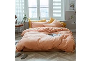 AMWAN Grapefruit Color Queen Solid Pink 100% Knitted Cotton Comforter Cover Solid Color Duvet Cover Hotel Quality Luxury Bedding Set 1 Duvet Cover with 2 Pillowcases