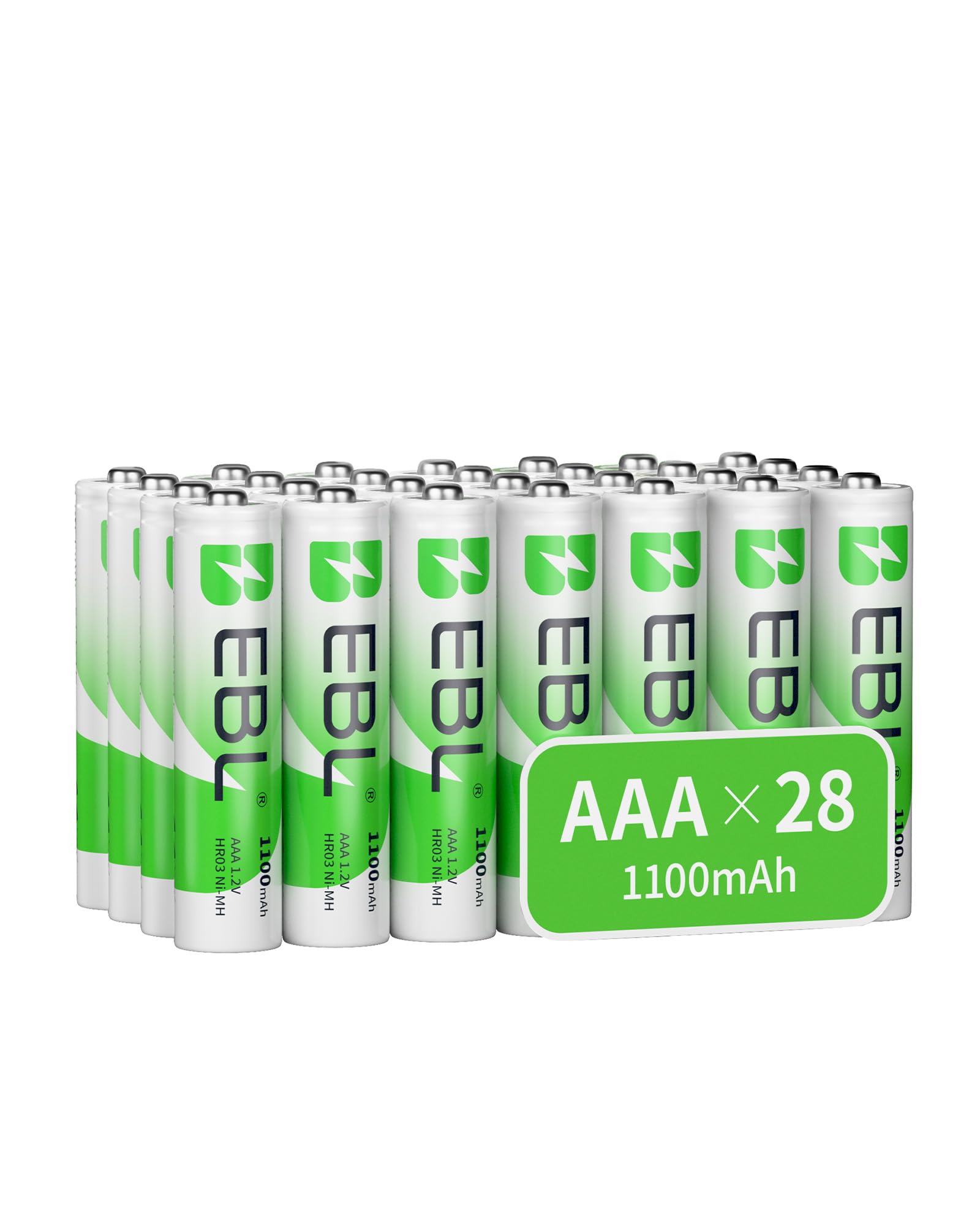 EBL AAA Rechargeable Batteries, 28-Pack, 1100mAh 1.2V Ni-MH Battery for Flashlights and Remotes Image