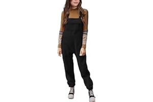 CharmWM Girls Winter Warm Fleece Adjustable straps Jumpsuits Casual Loose Overalls with Pockets 5-14 Years