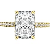 AUROGEM 3.5 Cart White Gold S925 Radiant Cut Engagement Ring, Sterling Silver Promise Ring with Cubic Zirconia, Women’s Travel Engagement Ring, Purity Ring for Women, Unique Engagement Rings for Women, Cubic Zirconia Diamond Engagement Rings for Women