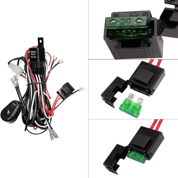 YUNPICAR YUNPICAR LED Light Bar Wiring Harness Kit with 12V 40A Fuse Relay ON/Off Switch for LED Off-Road Driving Light Fog Light Work Light (2 Lead) (Relay harness kit)