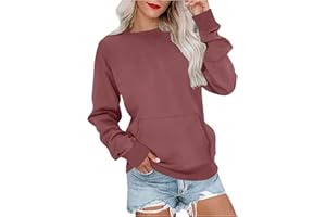 Sweatshirt for Women Fall Winter Soft Long Sleeve Sweatshirts Lightweight Crewneck Pullover Top with Kangaroo Pocket