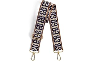 Lekesky Purse Strap Replacement Crossbody, Navy Blue Letter Printed Purse Strap for Women, Adjustable Bag Straps Replacement(Golden Buckle)