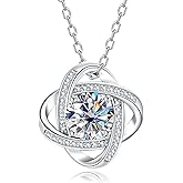 AnuClub Moissanite Pendant Necklace 1cttw-3.24cttw D Color VVS1 925 Sterling Silver Adjustable Necklace for Women Men with Certificate