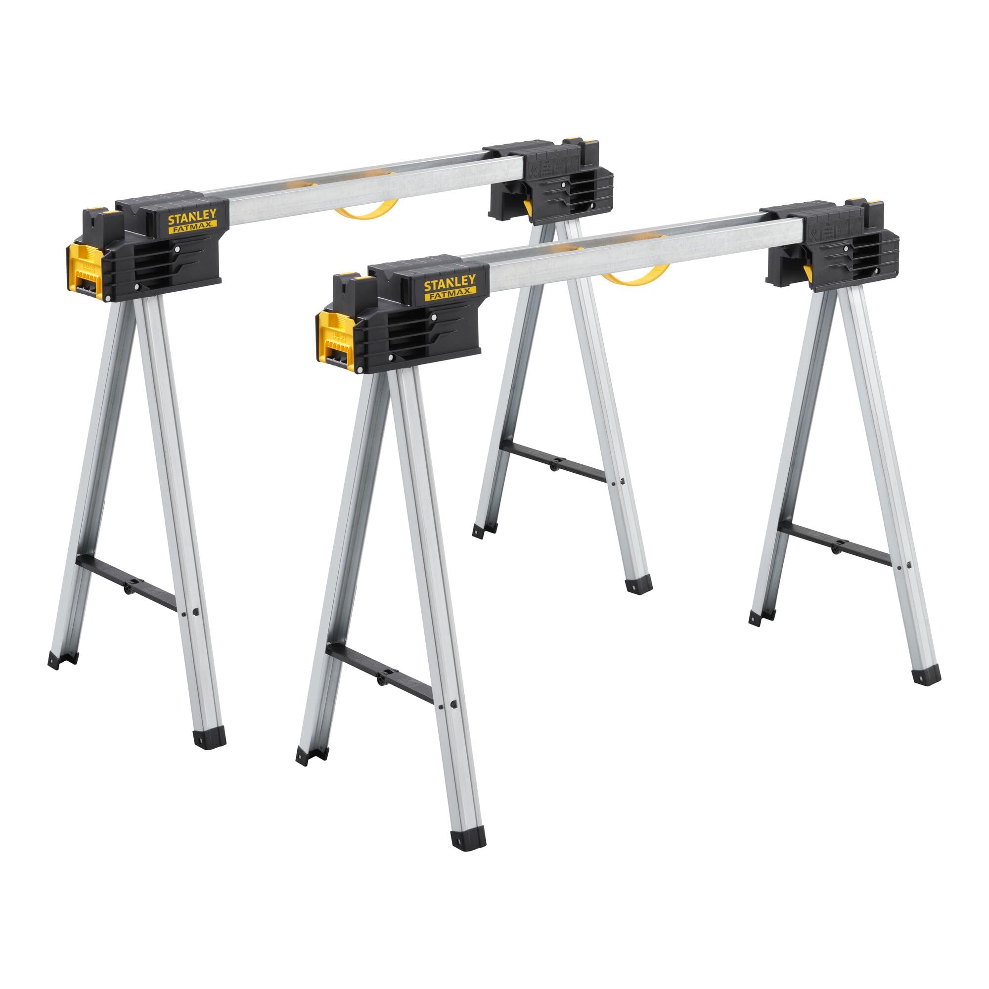 STANLEY FATMAX Folding Metal Sawhorse (Pair) - Portable and Durable Workbench Solution with Metal Legs, 900kg Load Capacity, FMST1-75672