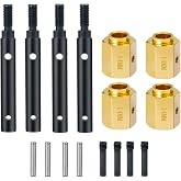 RCLIONS 2Pairs Steel Stub Axle Brass +14mm Extended Wheel Hubs Hex for TRX4 | 1/10th RC Crawler Car Upgrade Parts