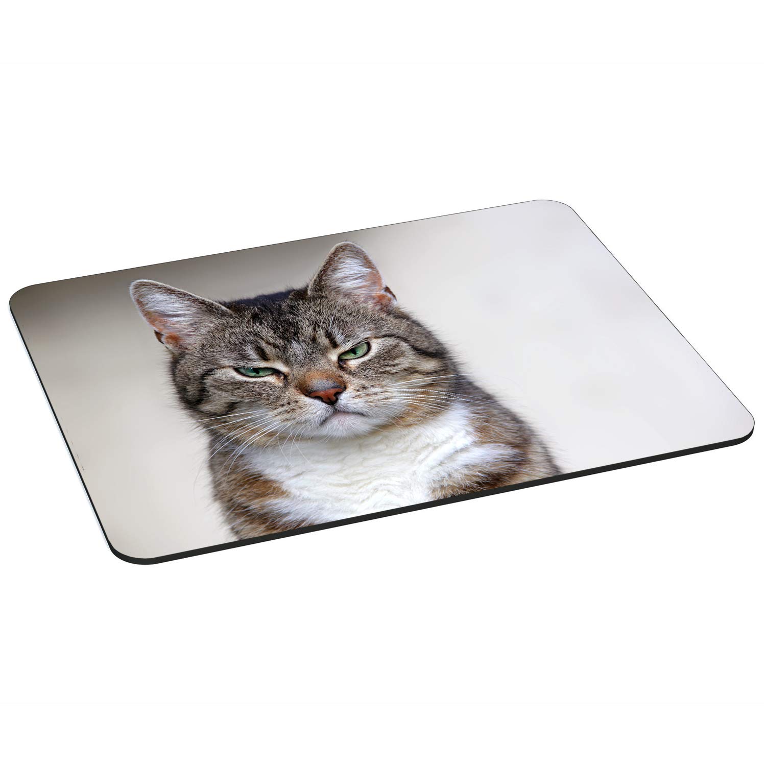 PEDEA Gaming and Office Mouse Mat - 350 x 280 mm - with Stitched Edges and Non-Slip Backing, Cat