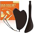 Olaemuo Bian Stone Gua Sha & Acupuncture Scraper, Gua-Sha Facial Body Tools Set for Reduce Puffiness, Acupuncture Scraper for Meridian Pain Relief, SinkCare Beauty Massager as Present for Women, Brown