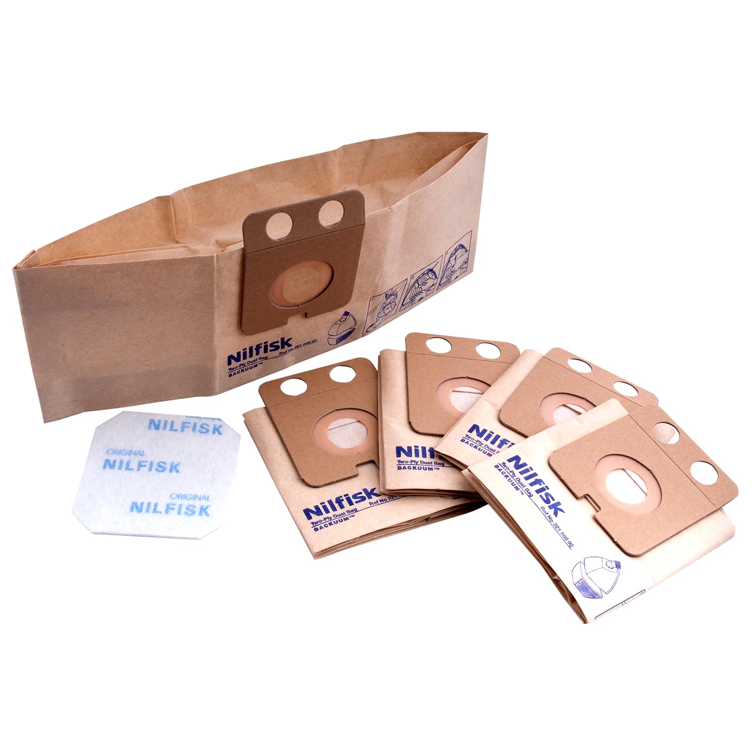 Nilfisk 5 Original Dust Bags + Pre-filter - Backuum Vacuum Cleaners (22198000)