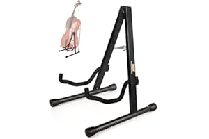 MUSO Cello Stand with Bow Holder,A-Frame Floor Stand with Padded Foam, Handcrafted Cello Rack Fits 1/2, 3/4, 7/8, 4/4 Full-Size and Guitar, Instrument Holder for Home and Studio Display