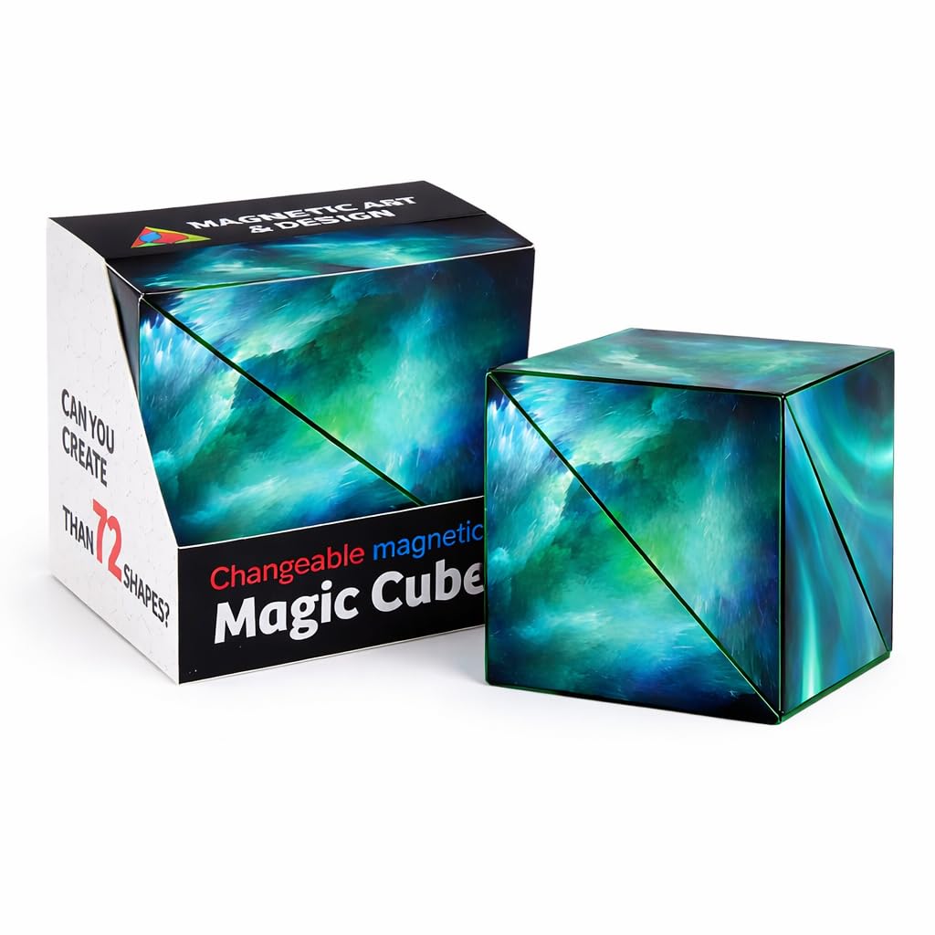 Magnetic Infinity Cube Fidget Toy – Folding Puzzle Cube with 36 Rare Earth Magnets, Geometric Shape-Shifting Brain Teaser, Stress Relief Desk Toy for Kids & Adults (Green)