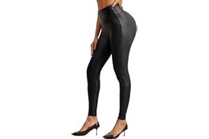 APWKL Faux Leather Leggings for Women High Waisted Leather Pants Stretch Tummy Control Black Elastic Pleather Tights