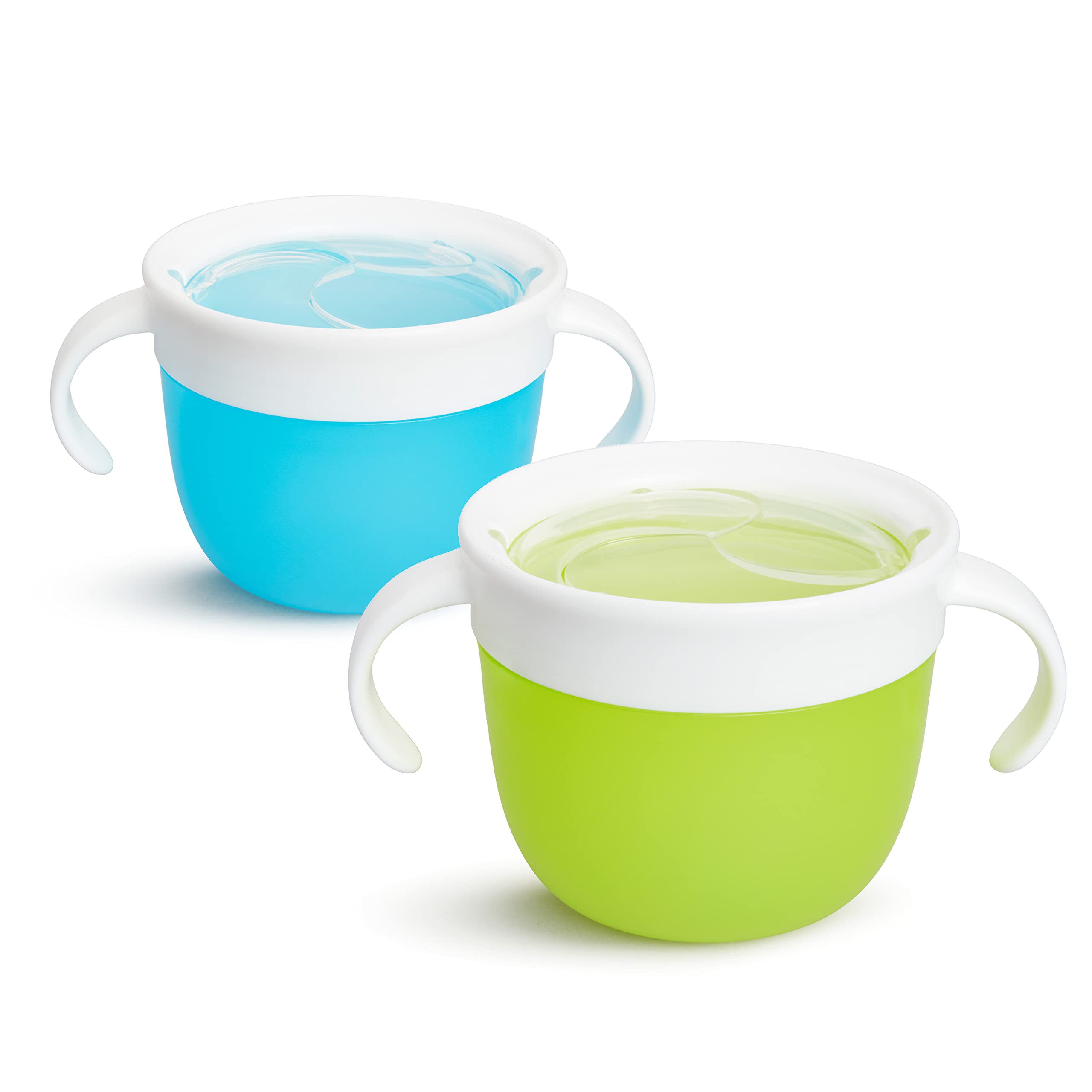 Munchkin 2-Piece Snack Catchers - Toddler Snack Box & Baby Weaning Pot - BPA Free, No-Spill - Blue/Green