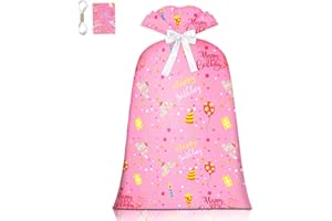 BWLOIES Extra Large Gift Bag for Girl Birthday Gift Bag Jumbo Gift Bag,Bday Pink Gift Bag Giant Gift Bag Plastic Oversized Gift Bag Huge Gift Wrap Bag Birthday Bag Wrapping Bag for Large Gift(48inch 1Pack)